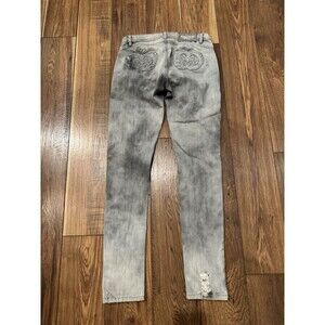 Vintage Y2K Apple Bottom Jeans Gray Embroidered Embellished Sz 29x31 (SEE PICS!)